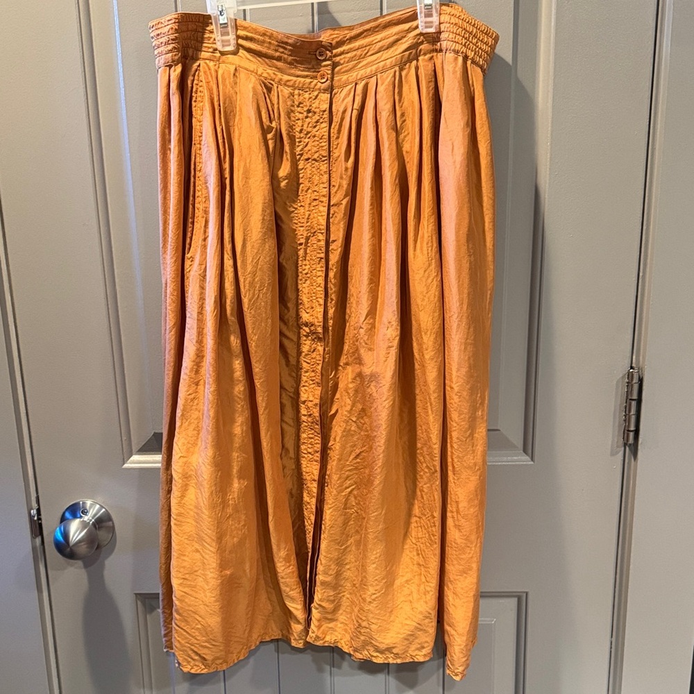 Diane Gilman Vibrant Orange Midi Skirt